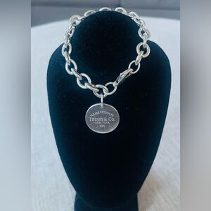 Tiffany & Co. Silver Chain Bracelet with Engraved Charm